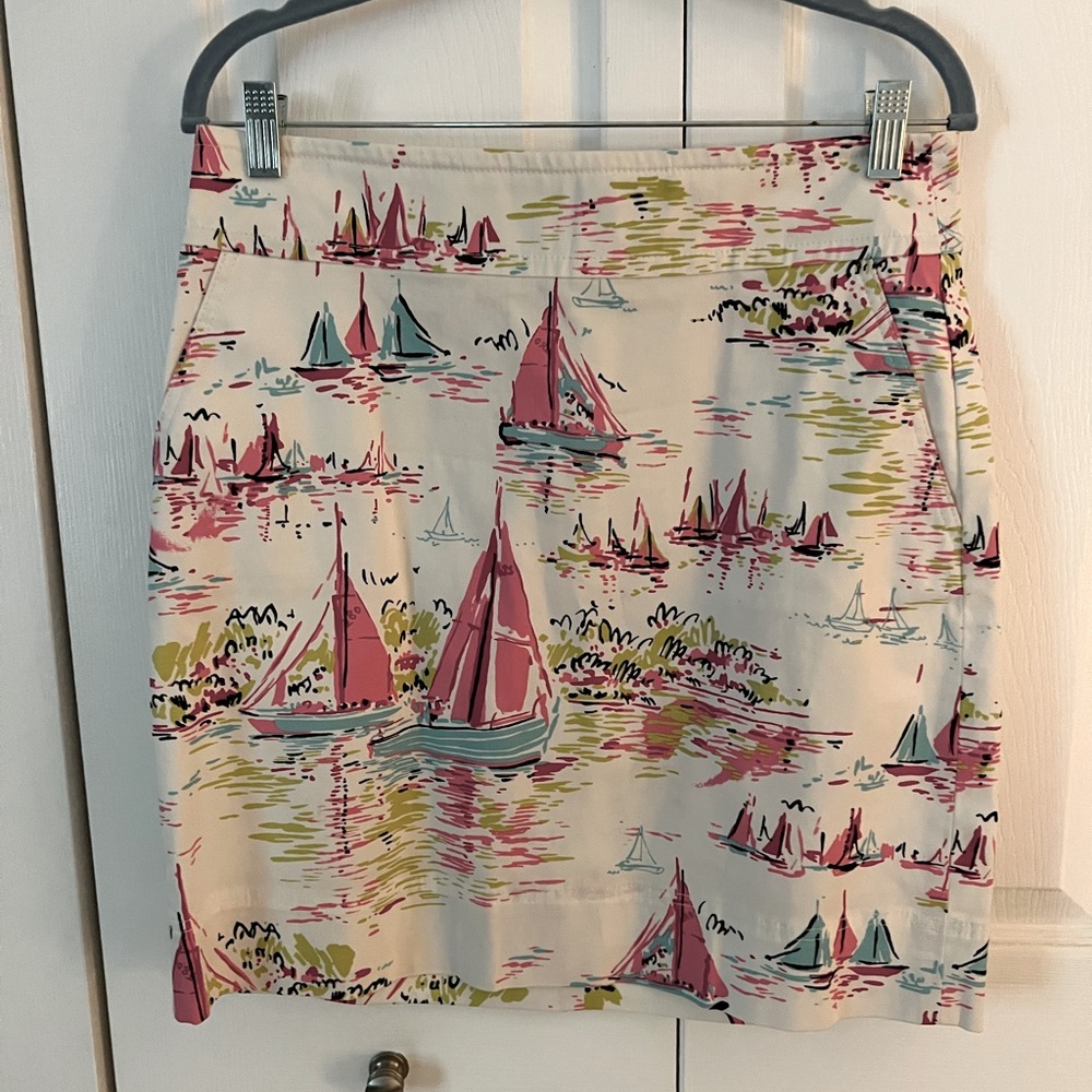 Talbot Sailboat Print Pencil Skirt Size 8 EUC
